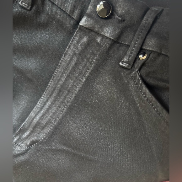 PAIGE Sasha Coated High Rise Black Flare & Wide Leg Jeans - Picture 9 of 16